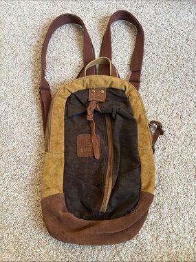 Small Canvas Brown & Tan Sling Backpack